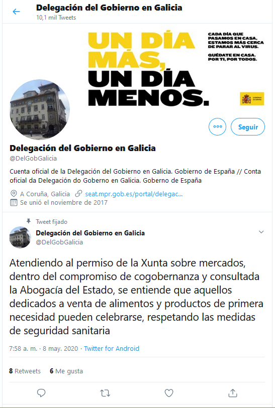 Tweet Delegación do Goberno