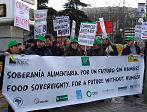 Lídia Senra, Secretaria de Organización do SLG, nas mobilizacións da Vía Campesina en Madrid