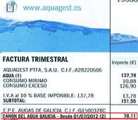 Factura canon auga