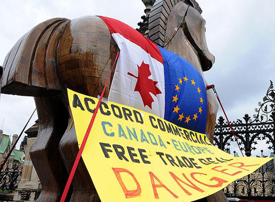Protestas contra o acordo UE Canadá