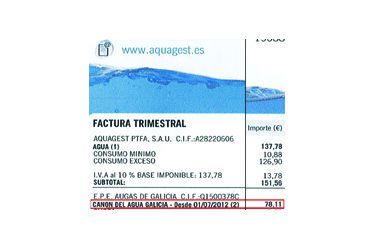Factura canon auga